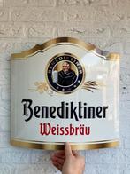 Benediktiner Weissbrau reclamebord, bier reclame, Verzamelen, Biermerken, Ophalen of Verzenden, Gebruikt, Reclamebord, Plaat of Schild