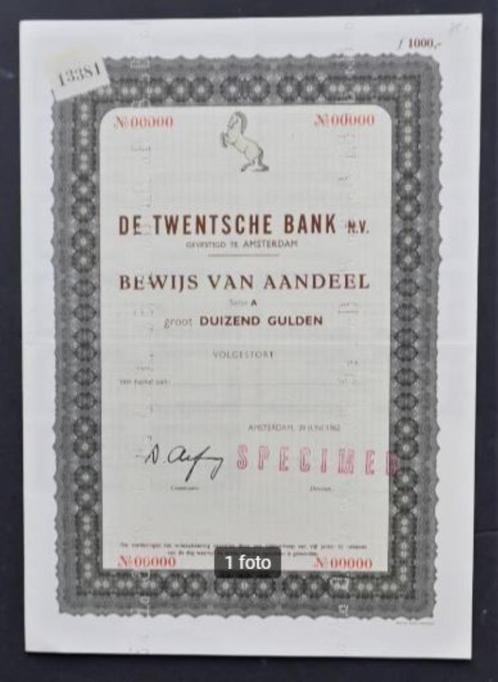 De Twentsche Bank (nu ABN AMRO) - 1962, Postzegels en Munten, Aandelen en Waardepapieren, Aandeel, 1950 tot 1970, Ophalen of Verzenden