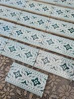 76 randtegels 15 x 7,5cm Art nouveau tegels blauwgroen decor