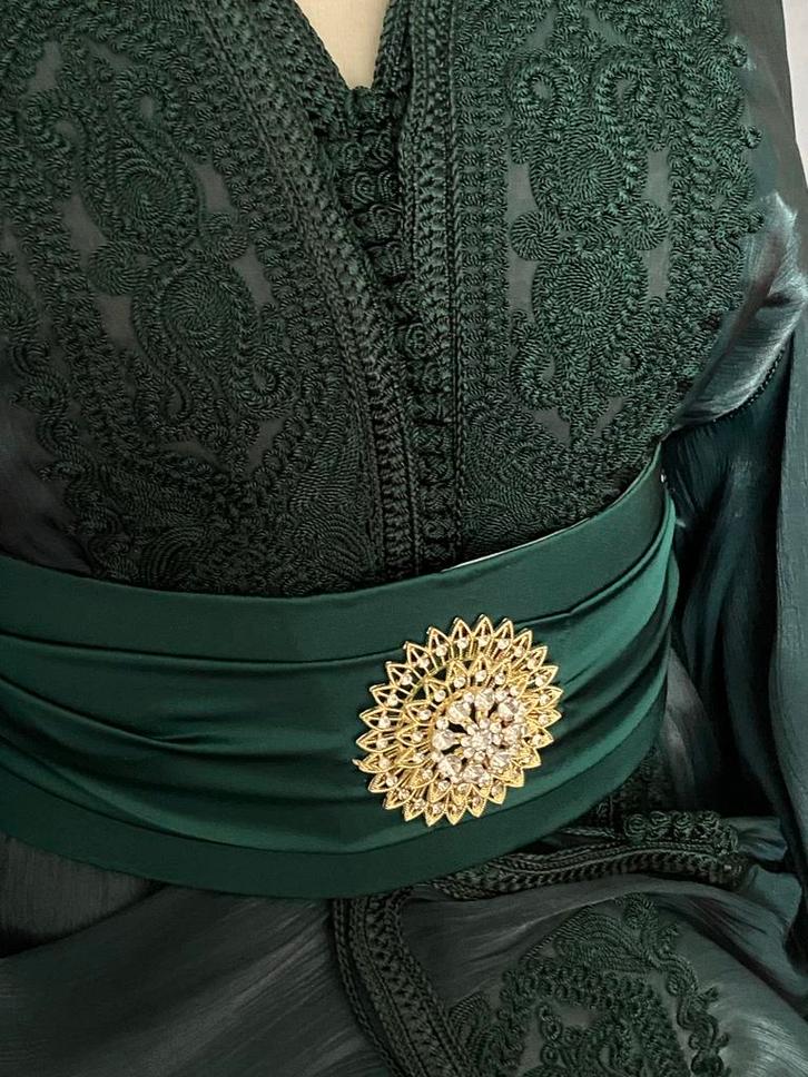 Unieke Organza Takchita M/L, Kleding | Dames, Jurken, Nieuw, Maat 38/40 (M), Groen, Onder de knie, Ophalen of Verzenden