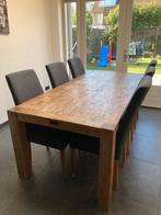 Goossens Houten Eettafel met 6 Stoelen, Huis en Inrichting, Tafels | Eettafels, Gebruikt, 100 tot 150 cm, Eikenhout, 200 cm of meer