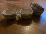 Set van 4 Soepkommen met tekst, Ophalen, Gebruikt, Keramiek, Kom(men)