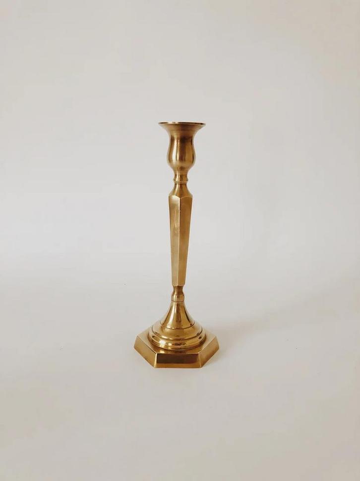 VINTAGE MESSING KANDELAAR | 25 CM, Antiek en Kunst, Antiek | Kandelaars, Koper of Brons, Ophalen of Verzenden