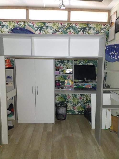 1 persoons hoogslaper wit, Huis en Inrichting, Slaapkamer | Stapelbedden en Hoogslapers, Gebruikt, Hoogslaper, 120 cm, 210 cm