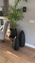 Set grote metalen vazen en plantenpot, 3x nieuwstaat, Ophalen, Overige materialen, Overige kleuren, Zo goed als nieuw