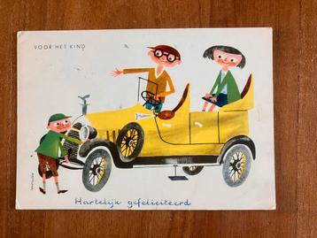 Illustrator M. Sevenster. Kinderen met auto. 1964. beschikbaar voor biedingen