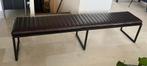 Eetkamerbank Goossens - metalen frame/leren zitting – 210 cm, Huis en Inrichting, Stoelen, Ophalen, Zwart, Leer, Zo goed als nieuw