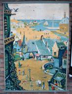 Oude schoolplaat zomerplaat van WG v/d Hulst, Antiek en Kunst, Ophalen of Verzenden, Stad- en Dorpsgezichten