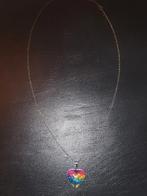 Kleurrijke Hart Ketting, Sieraden, Tassen en Uiterlijk, Kettingen, Overige kleuren, Ophalen of Verzenden, Zo goed als nieuw, Overige materialen