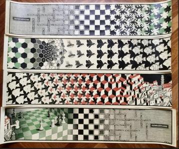 METHAMORPHOSE VAN ESCHER, 4X PRINT IN KOKER, 1972 beschikbaar voor biedingen