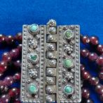 Oosterse granaten armband met turkoois & zilver, Verzenden