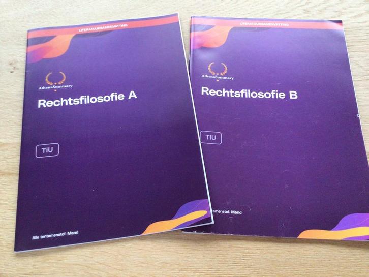 Athena Summary rechtsfilosofie A en B, rechtsgeleerdheid, Boeken, Studieboeken en Cursussen, Zo goed als nieuw, WO, Ophalen