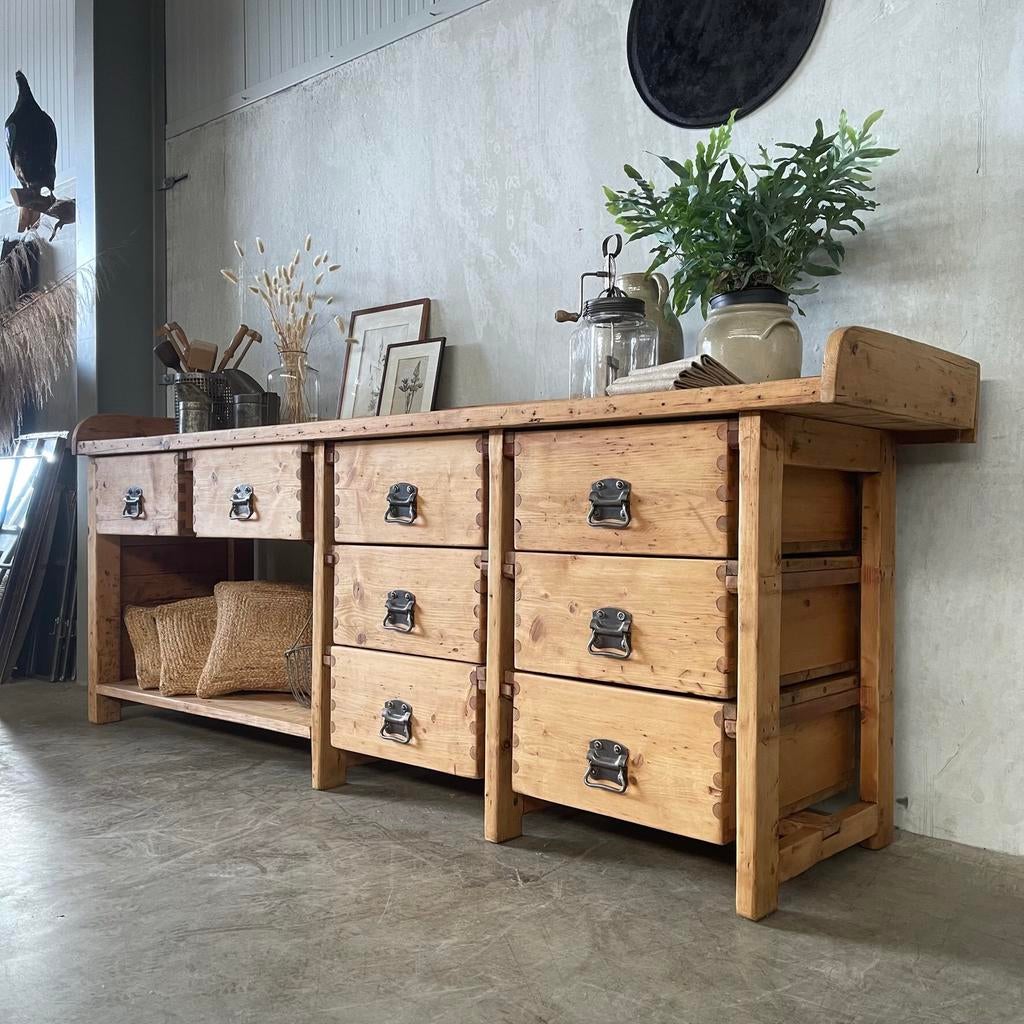 Oude bakkerswerkbank, vintage werkbank, keukeneiland, keuken, Ophalen