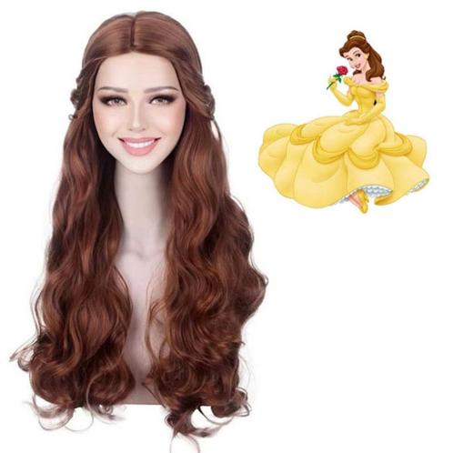 Disney Beauty and the Beast - Belle pruik lang haar met krul, Sieraden, Tassen en Uiterlijk, Uiterlijk | Haarverzorging, Nieuw