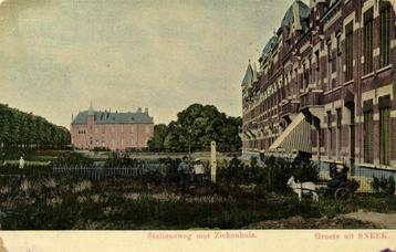 Stationsweg met Ziekenhuis. - Groete uit Sneek. - 1907 gelop beschikbaar voor biedingen