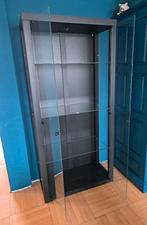 Vitrinekast, zwart, verlichting, 2 deuren, Ophalen, Strak, Glas, 150 tot 200 cm