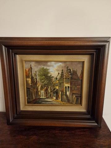 Schilderij van F. Schreuder - Stadsgezicht beschikbaar voor biedingen