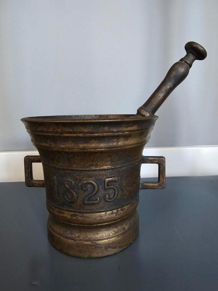 Antieke Bronzen Apothekers Vijzel & Stamper 1825 €59, Antiek en Kunst, Antiek | Koper en Brons, Ophalen of Verzenden