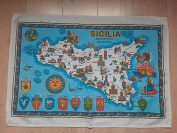 NIEUW! Sicilia Sicilië Theedoek Landkaart beschikbaar voor biedingen
