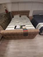 Ruime Bruine Boxspring Met Hoofdeind, Bruin, Ophalen of Verzenden, 200 cm, 160 cm