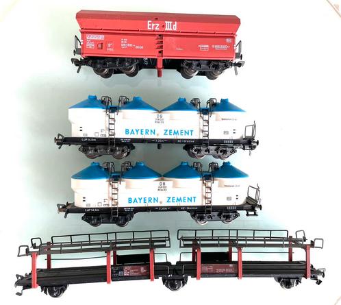 Vier wagons goederenwagens Fleischmann HO, Hobby en Vrije tijd, Modeltreinen | H0, Gebruikt, Wagon, Gelijkstroom, Fleischmann