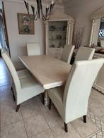 Eettafel met 6 Lederen Stoelen, Ophalen, Gebruikt, Klassiek, 4 tot 6 stoelen