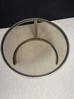 Salontafel van geborsteld staal en rookglas, Minder dan 45 cm, Minder dan 55 cm, Gebruikt, Metaal of Aluminium