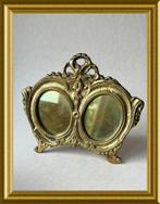 Oud koperen lijstje, strik, voor twee foto's, Ophalen of Verzenden