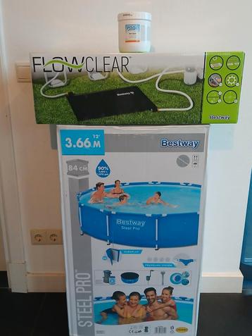 Bestway zwembad 366 en verwarming complete set (nieuw) beschikbaar voor biedingen