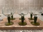 Vintage wijnglazen, Roemer glazen met groene steel en voet ., Antiek en Kunst, Ophalen of Verzenden