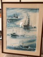 Litho sleepboten de Zwarte Zee, Antiek en Kunst, Ophalen of Verzenden