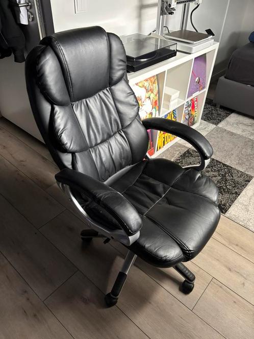 Lederen / Leren Bureaustoel, Huis en Inrichting, Bureaustoelen, Zo goed als nieuw, Bureaustoel, Zwart, Ergonomisch, Gaming bureaustoel