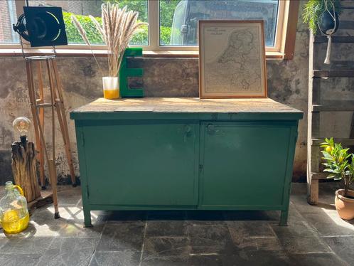 Industriële werkbank groen, Antiek en Kunst, Curiosa en Brocante, Ophalen
