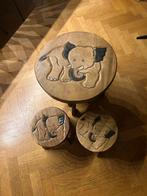 Houten tafelset, Huis en Inrichting, Tafels | Salontafels, Ophalen, Minder dan 50 cm, Gebruikt, Rond