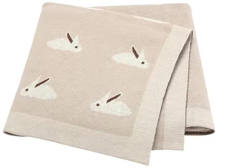 Il Bambini - Beige babydeken met konijntjes, Kinderen en Baby's, Dekens, Slaapzakjes en Inbakerproducten, Nieuw, Deken, 100 cm of meer