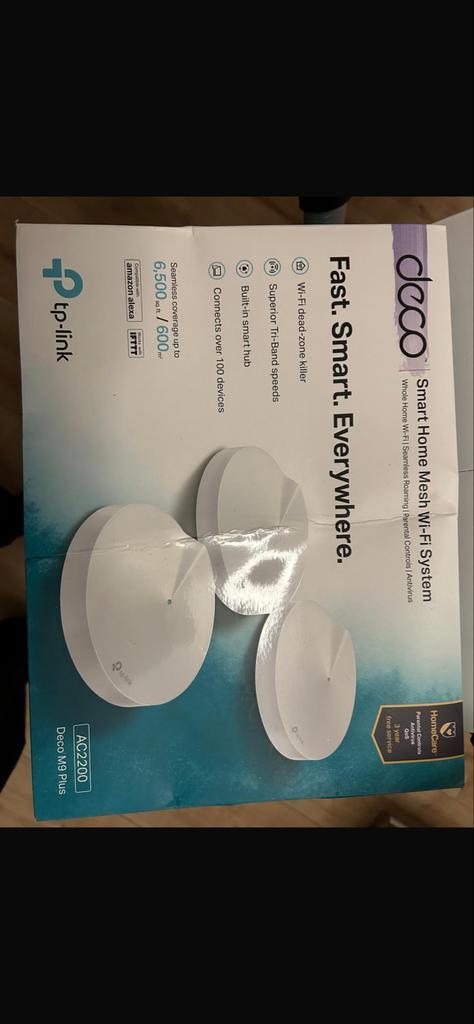 TP-Link Deco M9 Plus AC2200 Mesh WiFi Systeem (3 stuks), Computers en Software, WiFi-versterkers, Gebruikt, Ophalen of Verzenden