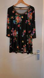 W15 Vrolijke gebl. travel tuniek glitters hals Yoek L 46/48, Yoek, Zwart, Maat 46/48 (XL) of groter, Ophalen of Verzenden