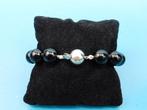 Onix armband met zilveren slot                          D137, Overige materialen, Gebruikt, ., Zwart