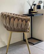 Beige stoel met gouden poten taupe wave chair eetkamerstoel, Huis en Inrichting, Stoelen, Ophalen, Bruin, Zo goed als nieuw, Eén