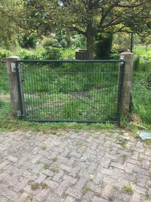Poort verschillende maten zie beschrijving, Tuin en Terras, Tuinhekken en Hekwerk, Gebruikt, Dubbelstaafmat hekwerk, IJzer, Met poort