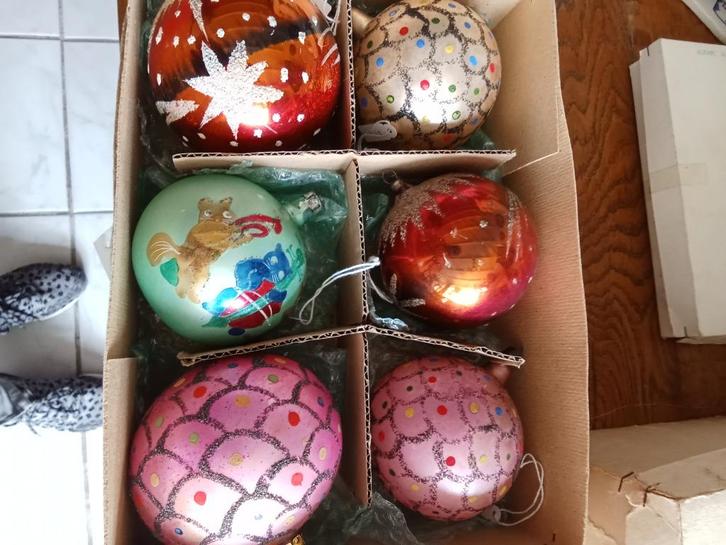 Prachtige antieke glazen kerstbal dikke glazen ballen, Diversen, Kerst, Gebruikt, Ophalen of Verzenden