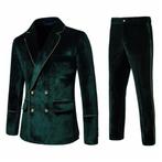 Heren groen fluwelen kostuum pak blazer colbert pantalon, Verzenden, Nieuw, Groen