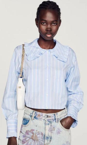 SANDRO GESTREEPTE BLOUSE RUCHES, MAAT 36 (NEW €195)💖💖💖 beschikbaar voor biedingen