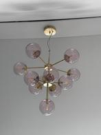 Globe Kroonluchter - Roze Glas & Goud Metaal, Ophalen of Verzenden, Zo goed als nieuw, Glas, 75 cm of meer