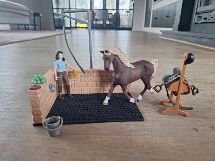 Schleich paarden set, de wasplaats., Verzamelen, Speelgoed, Gebruikt, Ophalen of Verzenden