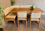 Vintage Duitse eethoek oostenrijkse zithoek klepbank eiken, Ophalen, Gebruikt, Inclusief barstoelen, Nvt