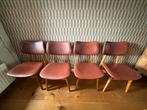 Vintage eetkamer stoelen Bordeaux rood, Vier, Gebruikt, Ophalen, Rood