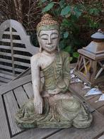 Thailand Groot fraai Ingelegd Houten Zittende Boeddhabeeld, Antiek en Kunst, Kunst | Beelden en Houtsnijwerken, Ophalen of Verzenden