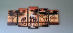 Vijfluik Schilderij Afrika Olifanten Savanne, 50 tot 75 cm, Ophalen of Verzenden, Zo goed als nieuw, Schilderij