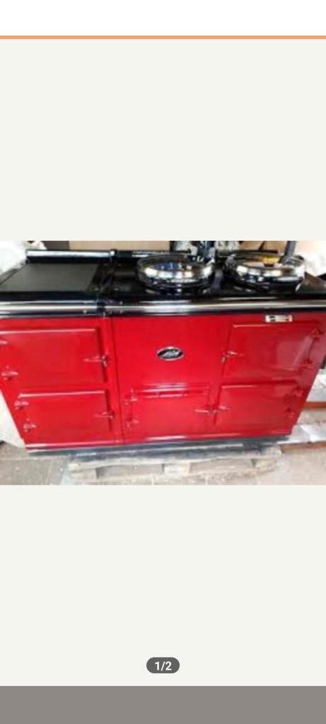 Rood Aga Gasfornuis, Witgoed en Apparatuur, Fornuizen, Gebruikt, Vrijstaand, Gas, 5 kookzones of meer, 60 cm of meer, Ophalen